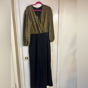 NWT Fashion Nova Glittering Gold and Black Jumpsuit